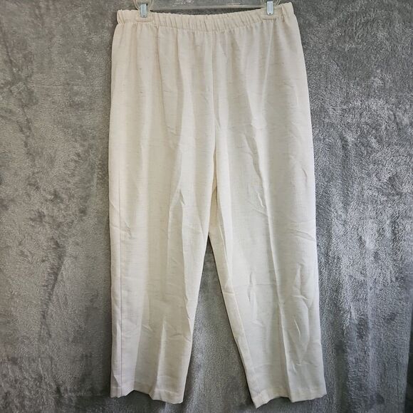 New Horizons Montreal sz 10 Rayon Linen blend Pants ivory pullon - Picture 1 of 11